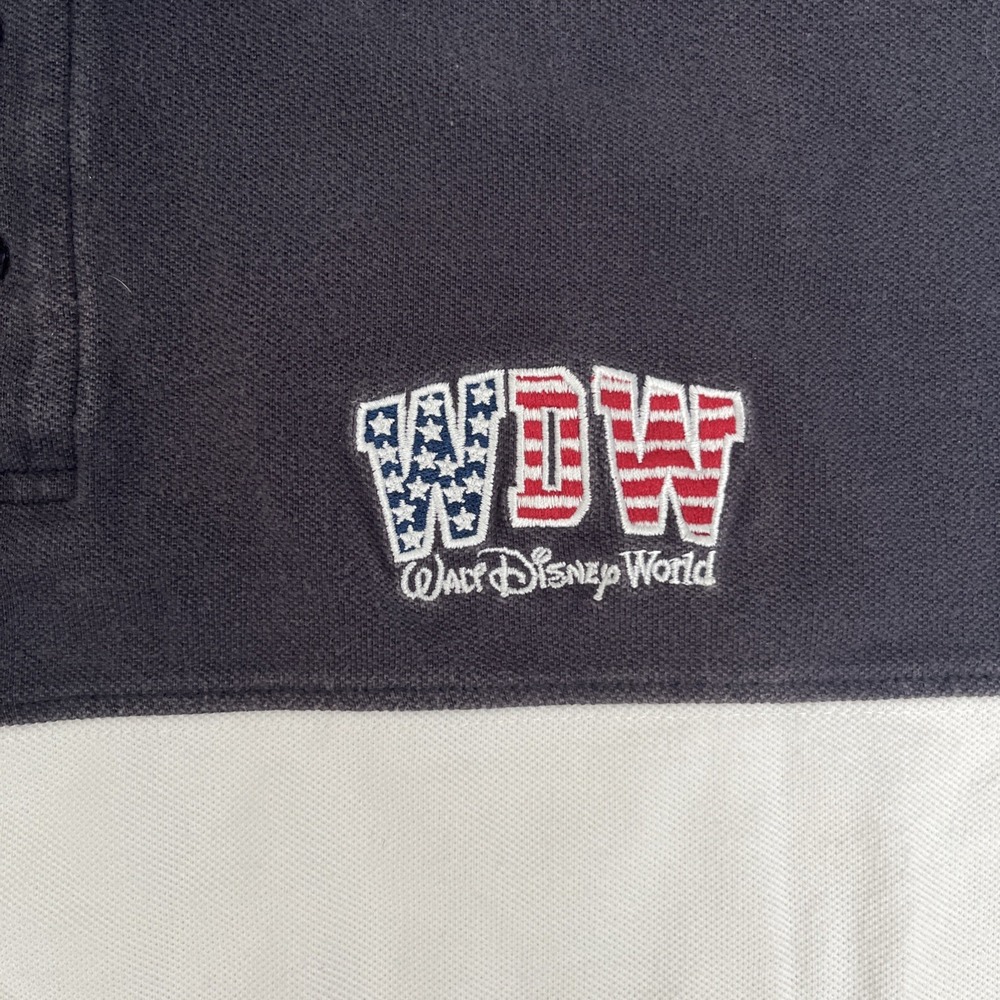 Walt Disney World WDW Red White Blue Stars Stripes Polo Shirt Short Sleeve Men L - Picture 3 of 7